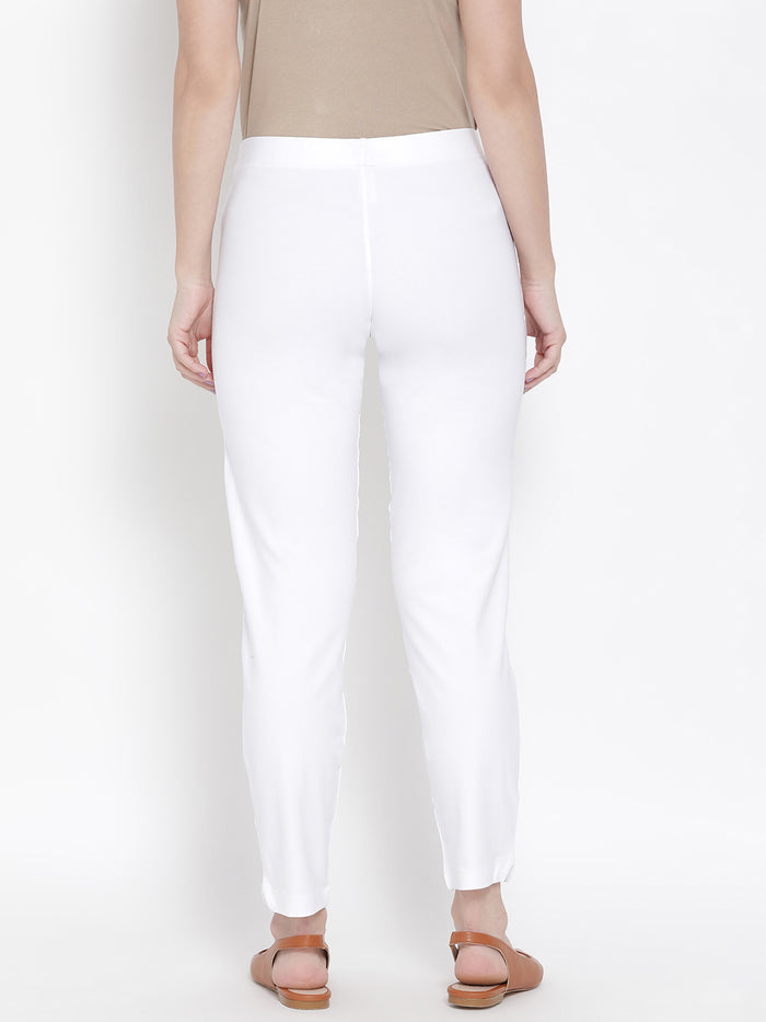 Softline Women's Knitted Pants in Cotton Elastane Fabric with Mid Rise Fit, Soft Elastic Waistband, and Quick Dry Properties