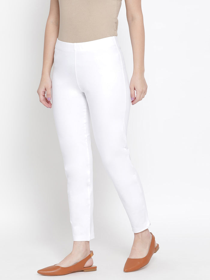 Softline Women's Knitted Pants in Cotton Elastane Fabric with Mid Rise Fit, Soft Elastic Waistband, and Quick Dry Properties