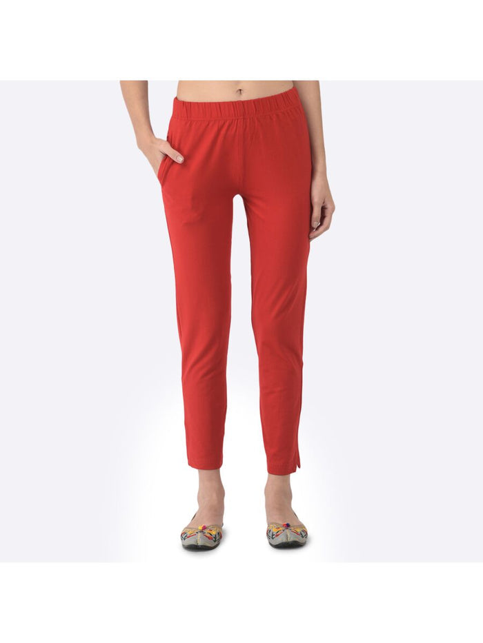 Softline Women's Kurti Pants in Cotton Rich Fabric with Mid Rise Fit, 4 Way-Stretchability, Soft Elastic Waistband, and Quick Dry Properties (SL1081)