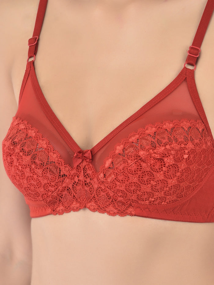 Softline Women's Non Padded Wire Free Bridal Bra & Panty Set in Nylon Spandex Fabric with Straight Back, Elastic Straps, and Hook Closure (1065)