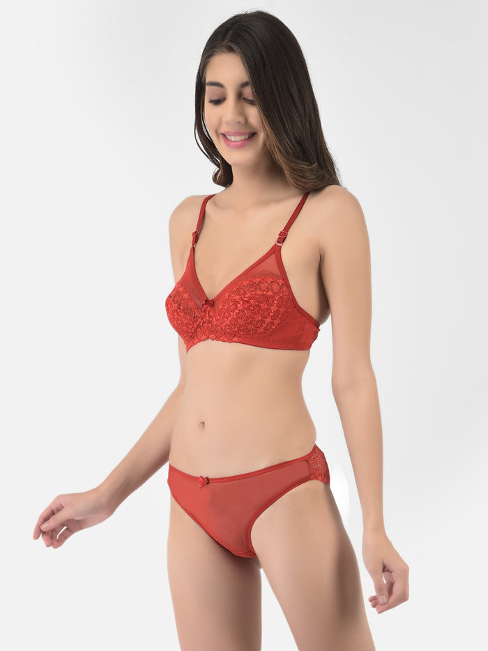 Softline Women's Non Padded Wire Free Bridal Bra & Panty Set in Nylon Spandex Fabric with Straight Back, Elastic Straps, and Hook Closure (1065)