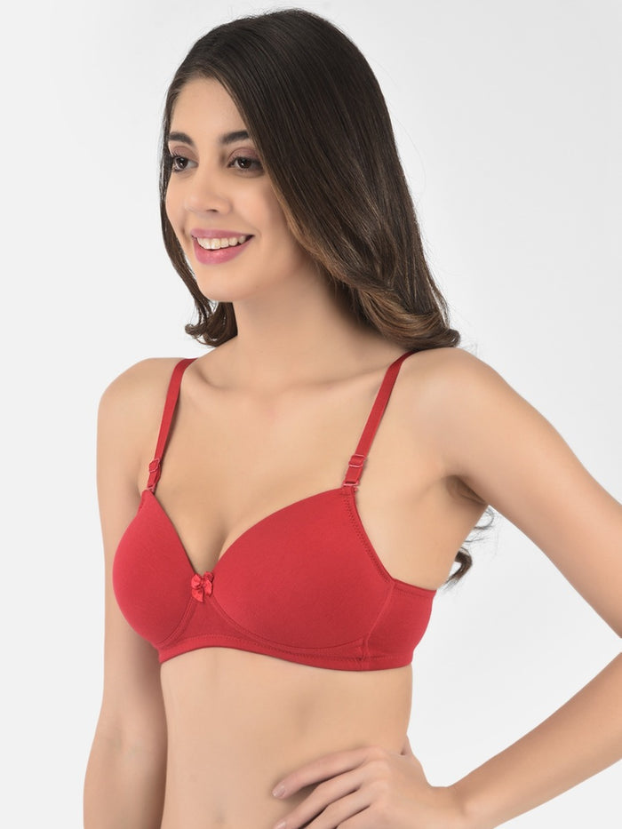 Softline Women's Padded Wire Free T-Shirt Bra in Cotton Stretch Fabric with Elastic Straps, Full Cup design, and Hook Closure (2059)