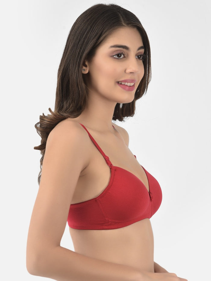 Softline Women's Padded Wire Free T-Shirt Bra in Cotton Stretch Fabric with Elastic Straps, Full Cup design, and Hook Closure (2059)