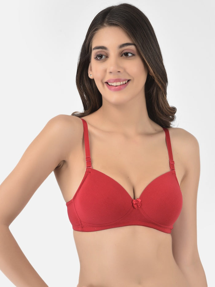 Softline Women's Padded Wire Free T-Shirt Bra in Cotton Stretch Fabric with Elastic Straps, Full Cup design, and Hook Closure (2059)