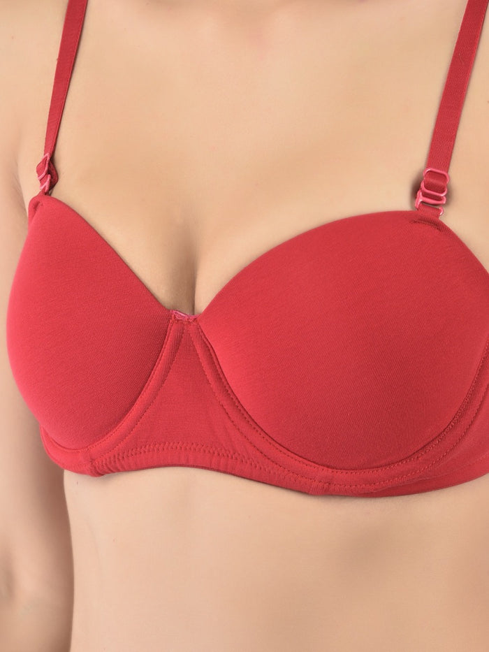 Softline Women's Padded Wired T-Shirt Bra in Cotton Stretch Fabric with Elastic Straps, Full Cup design, and Hook Closure (2060)