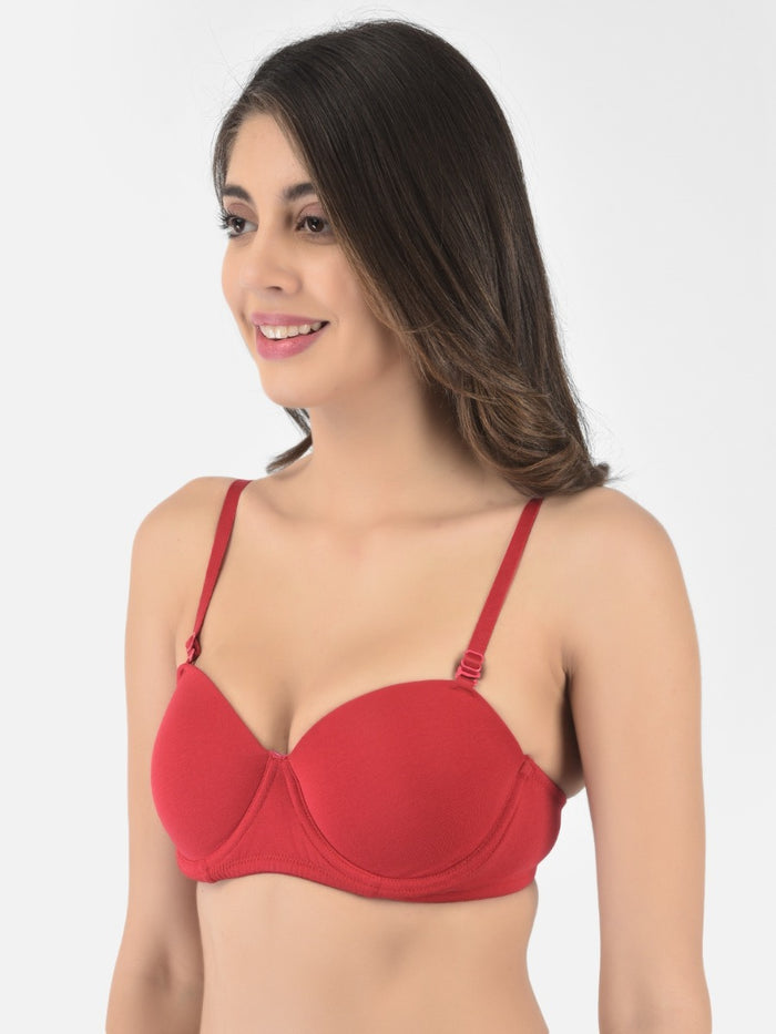 Softline Women's Padded Wired T-Shirt Bra in Cotton Stretch Fabric with Elastic Straps, Full Cup design, and Hook Closure (2060)