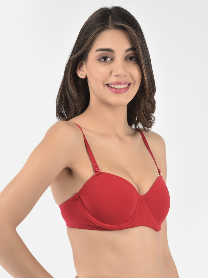 Softline Women's Padded Wired T-Shirt Bra in Cotton Stretch Fabric with Elastic Straps, Full Cup design, and Hook Closure (2060)