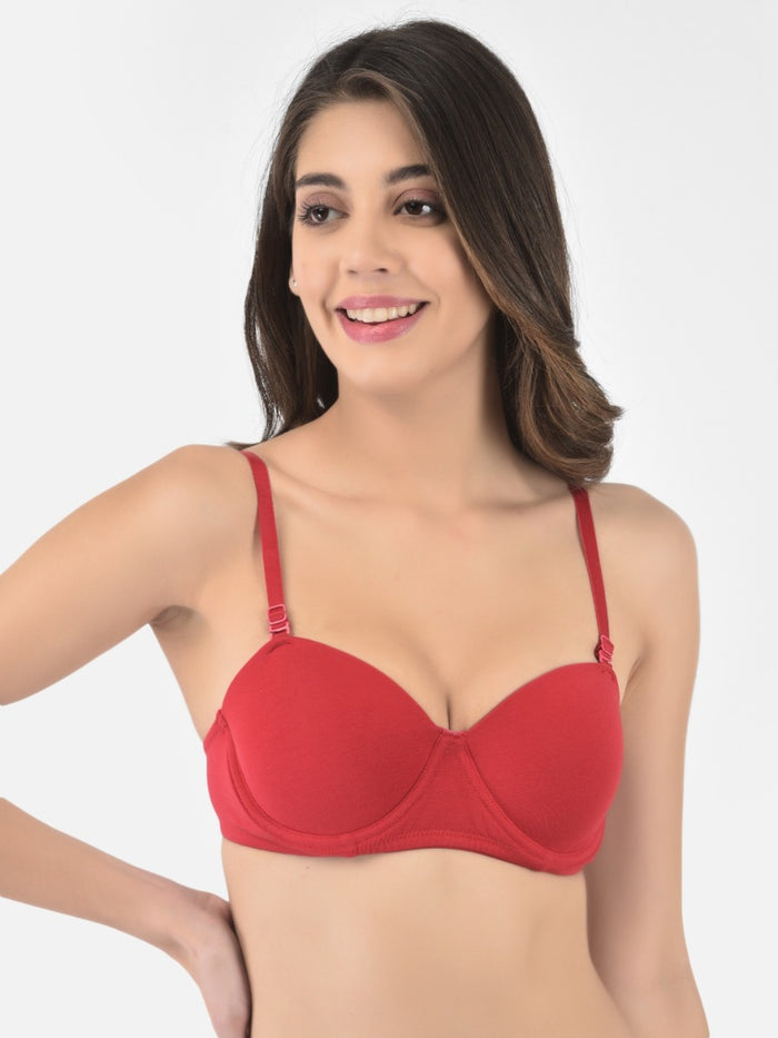 Softline Women's Padded Wired T-Shirt Bra in Cotton Stretch Fabric with Elastic Straps, Full Cup design, and Hook Closure (2060)