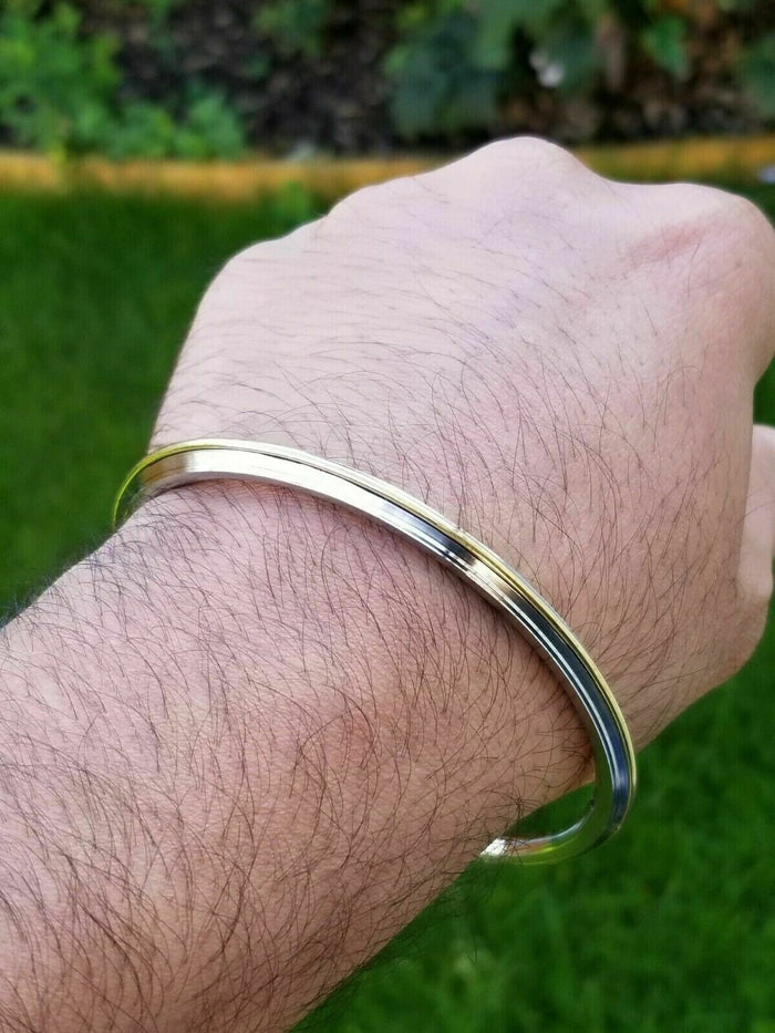 Stainless Steel Brass Kara edge Lines sikh singh kaur khalsa kada bracelet L6R Karha Kadday Karrha Panjabi Kadha Unisex Punjabi Bangle