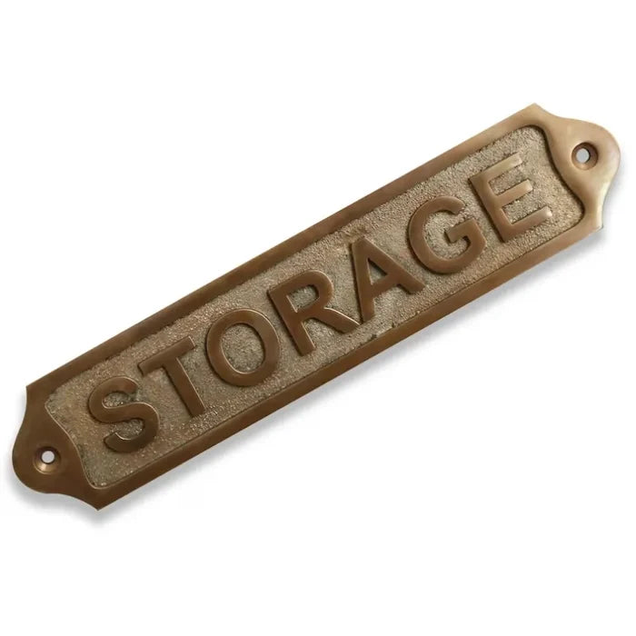 Antique brass storage room plaque