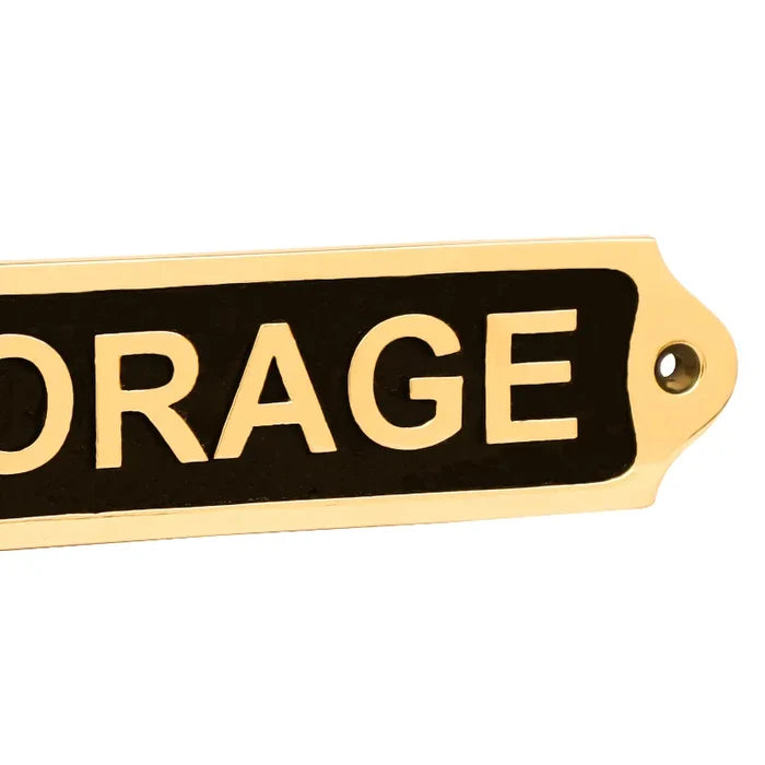 Brass Plaque: Storage Door Sign - Black Finish