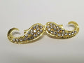 Stunning diamonte gold plated hindu sikh punjabi moustache brooch broach pin