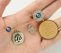 Stunning gold plated muslim evil eye protection allah koran brooch broach pin z4