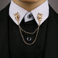 Stunning Gold Plated Vintage Look Retro Wolf Collar Chain Brooch Lapel Pin Z29