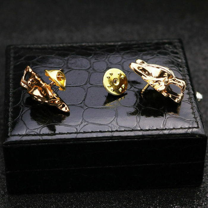 Stunning Gold Plated Vintage Look Retro Wolf Collar Chain Brooch Lapel Pin Z29