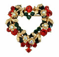 Stunning vintage look gold plated heart brooch suit coat broach pin collar ha1