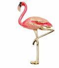 Stunning vintage look gold plated pink enamel big flamingo brooch broach pin b61