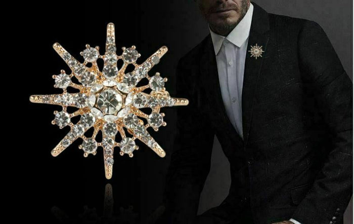 Stunning Vintage Look Gold plated Six Point Star Celebrity Brooch Broach Pin E1