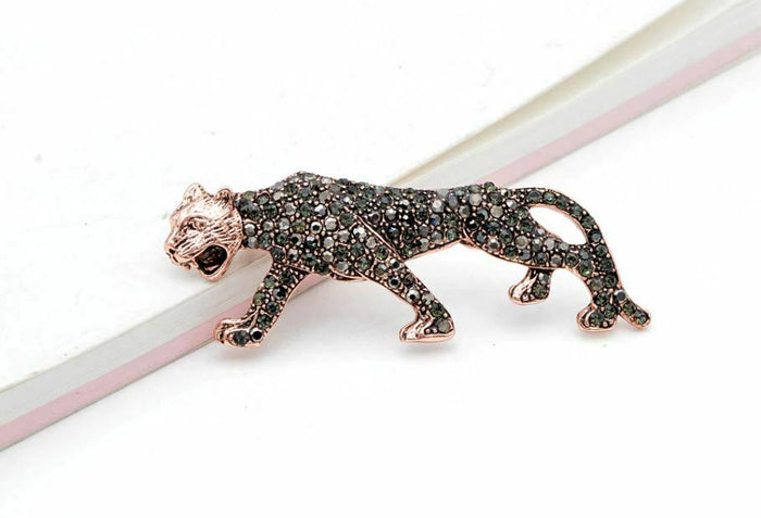 Stunning Vintage Look Rose Gold plated Retro Leopard Celebrity Brooch Broach Pin