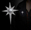 Stunning vintage look silver plated crystal star design brooch broach pin b46