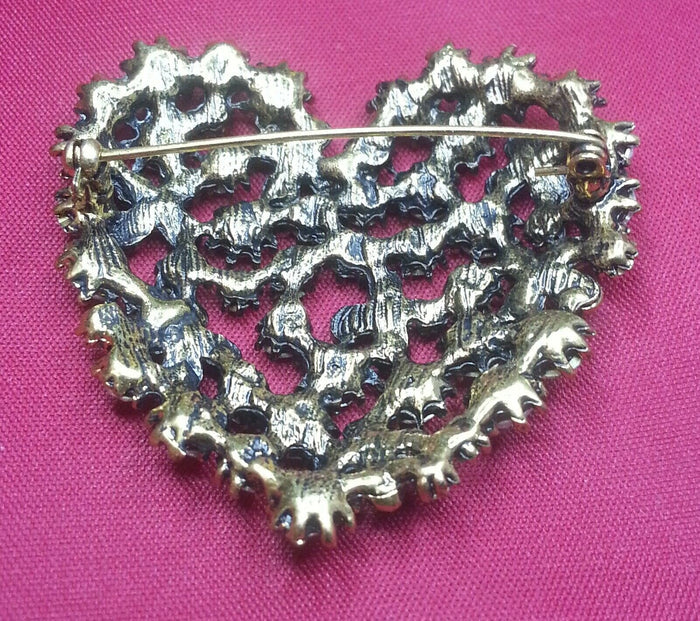 Summer special stunning diamonte vintage style gold plated heart brooch cake pin