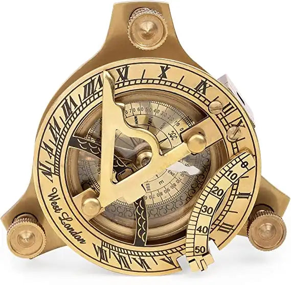 Sundial Compass with for Your Adventures Engraved Natural Wooden Box - Adventure Compass