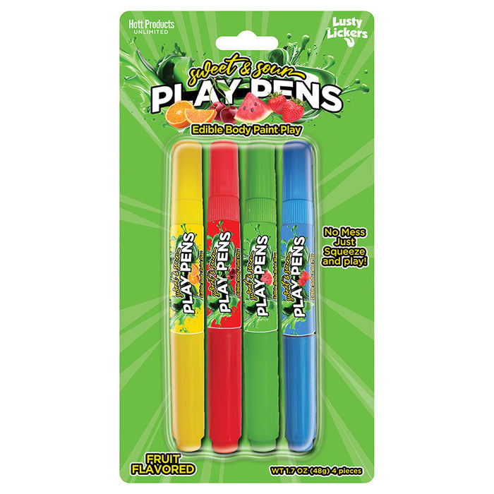 Packaging of Play-Pens with colorful markers on a green background