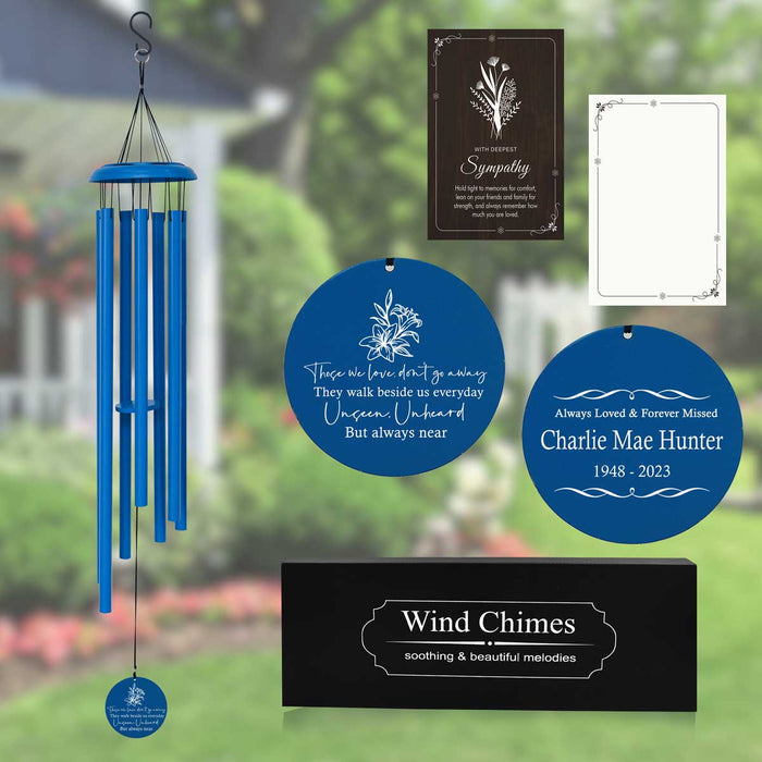 Outdoor personalized sympathy wind chime for memorial garden