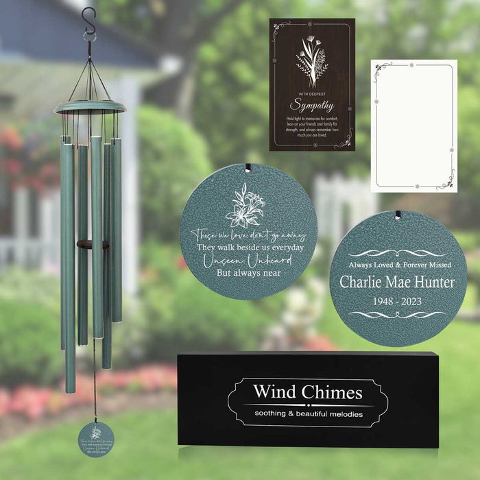 Custom sympathy wind chime honoring loved ones