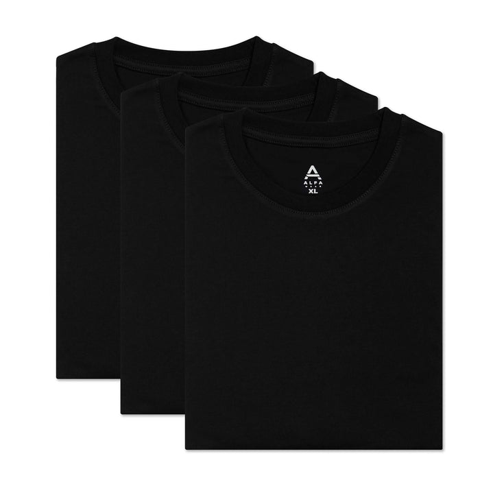 Tall Black Fitted T-Shirt 3-Pack with up to an extra 5cm length for big and tall men