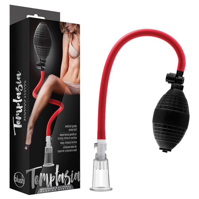 Black and red Templasin device with packaging on a white background