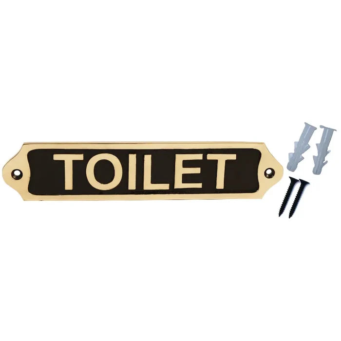 Toilet Brass Door Sign 22x5cm | Black Finish with mounting hardware