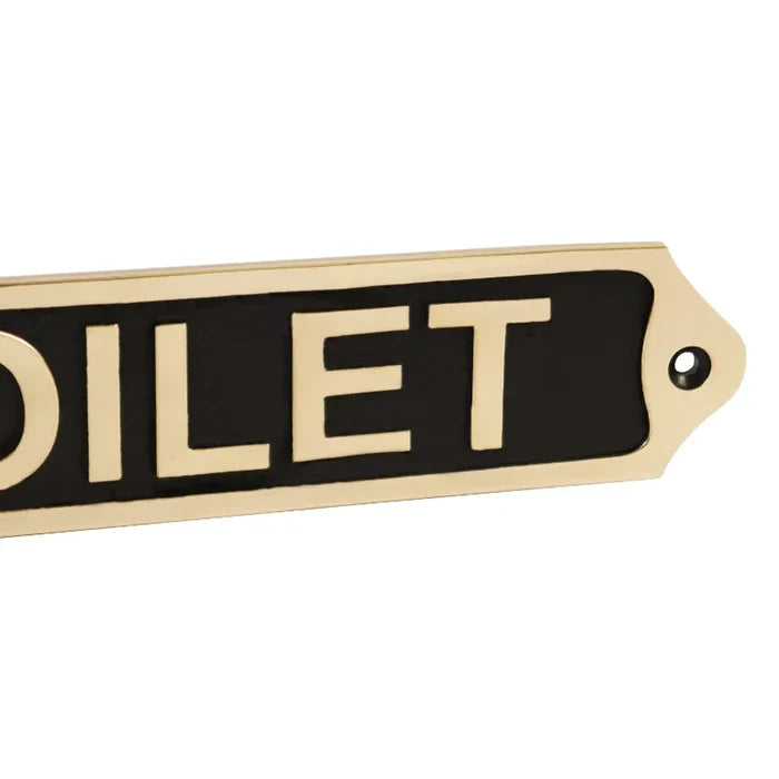 Toilet Brass Door Sign in Black Finish with pre drilled hole