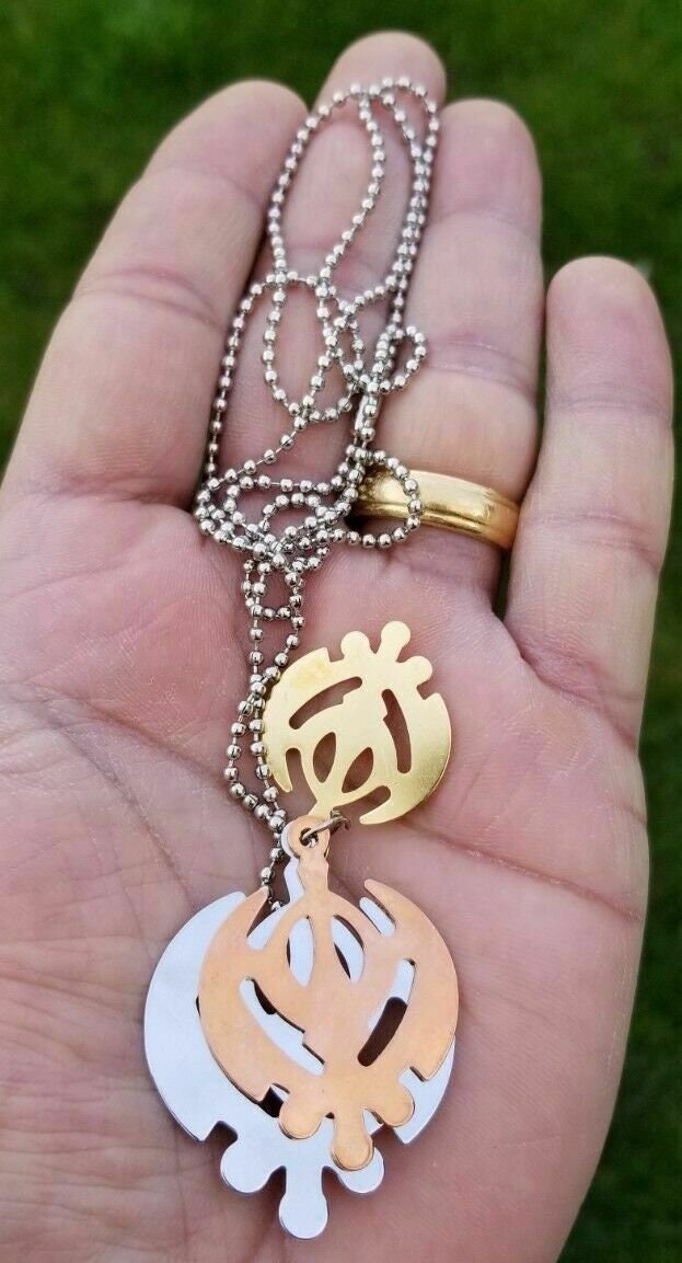 Triple Khanda Khalsa Pendant Sikh Singh Kaur Punjabi Gift Unisex Design Chain DD