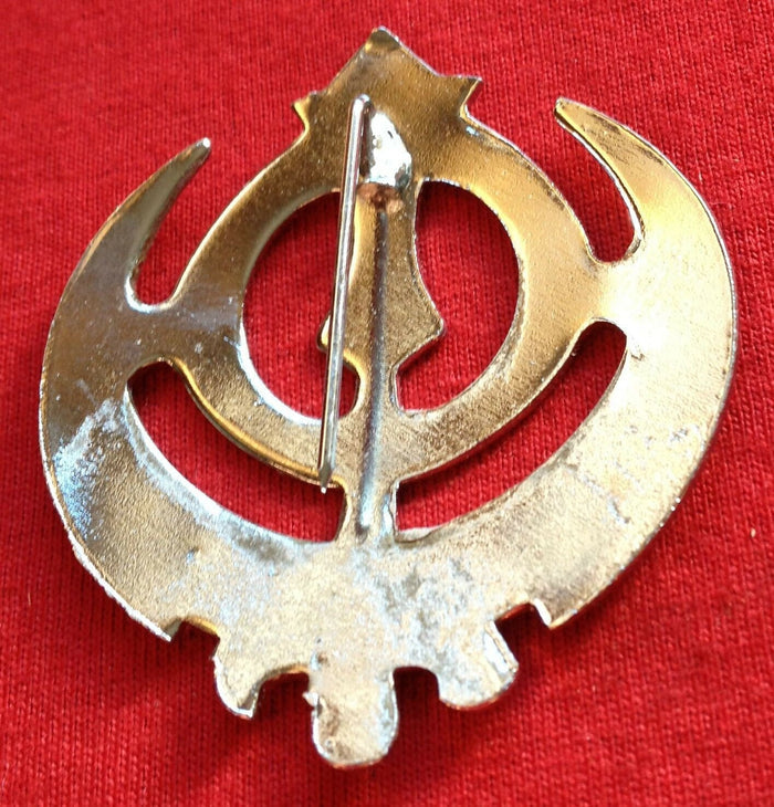 Unisex chrome plated plain punjabi sikh small khanda brooch pin brilliant finish