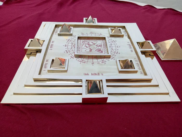 Vedic Vastu Purusha Pyramid Yantra Spiritual Shree Yantra for Worship Religious Brass Indian Yantra for meditation