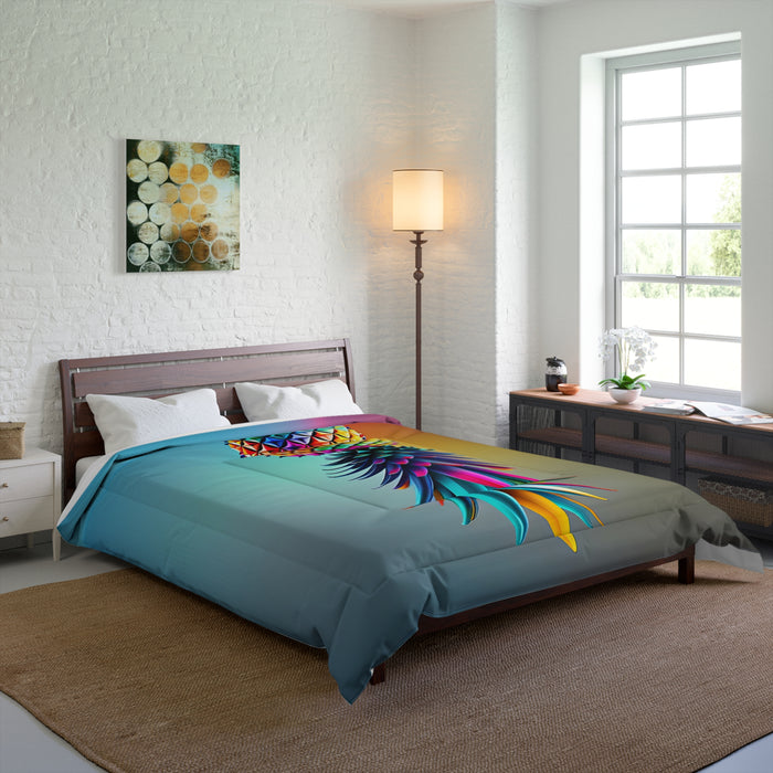 Vibrant Pineapple Comforter - Colorful Tropical Bedding for Summer Vibes