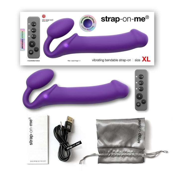 VIBRATING BENDABLE STRAP-ON - XL - PURPLE
