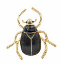 Vintage Look Gold Plated Black Beetle Brooch Suit Coat Broach Pin Collar B49S