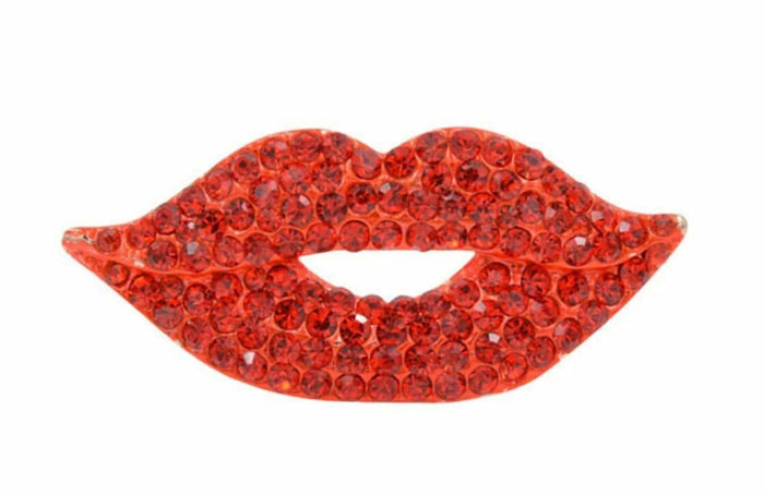 Vintage look gold plated celebrity lips kiss brooch suit coat broach cake pin z5