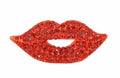 Vintage look gold plated celebrity lips kiss brooch suit coat broach cake pin z5