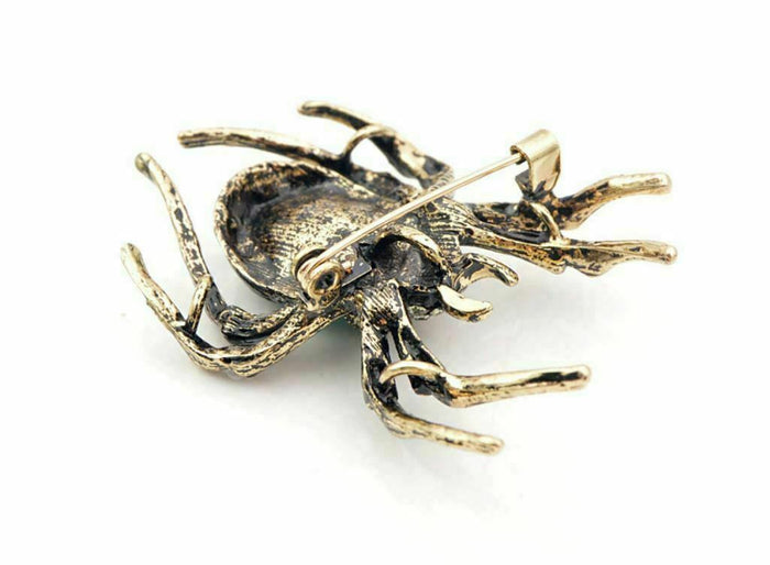 Vintage Look Gold Plated Golden Spider Brooch Suit Coat Broach Collar Pin B48OF