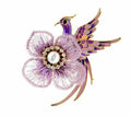 Vintage look gold plated pink peacock brooch suit coat broach collar pin b480j