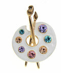 Vintage look gold plated stunning draw palette brooch suit coat broach pin b49k
