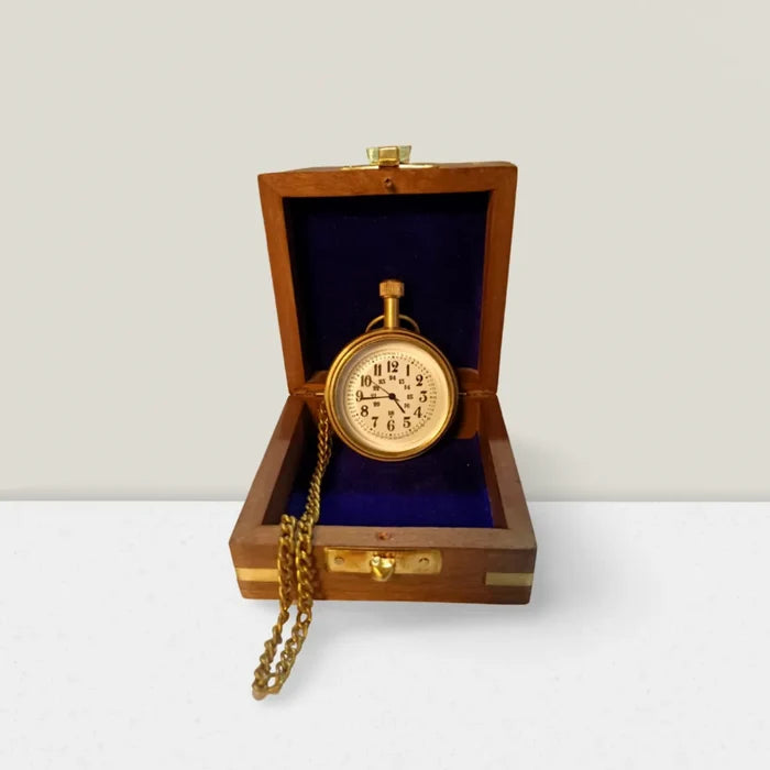 Personalized vintage pocket watch for men with wooden box