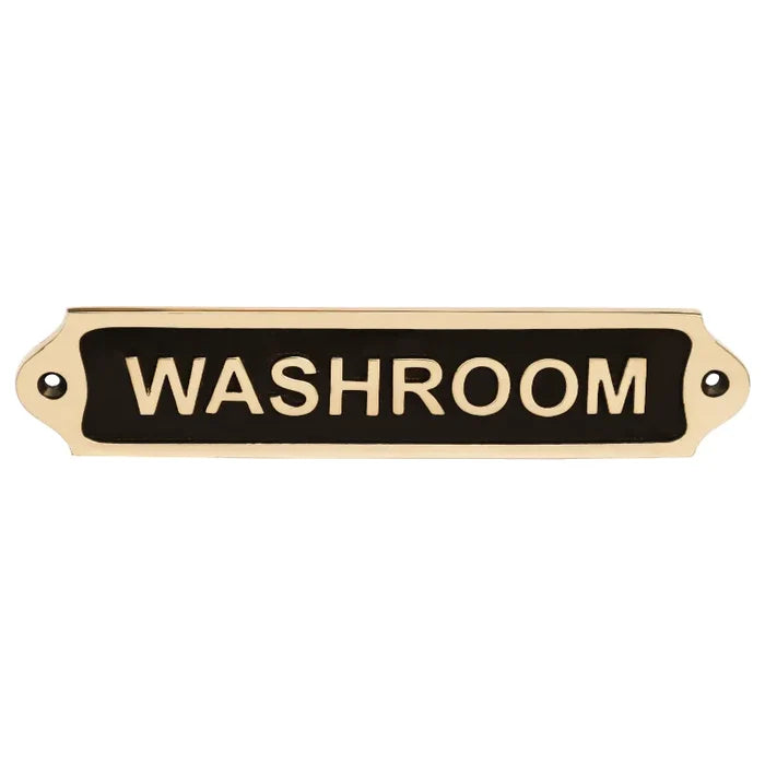 Washroom Brass Door sign | black finish 22x5 cm