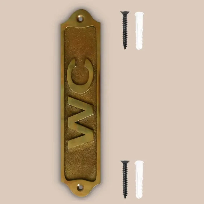 WC brass door sign : Antique finish