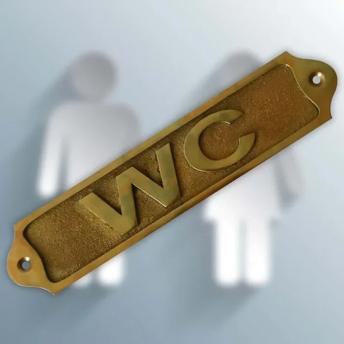 WC brass door sign : Antique finish