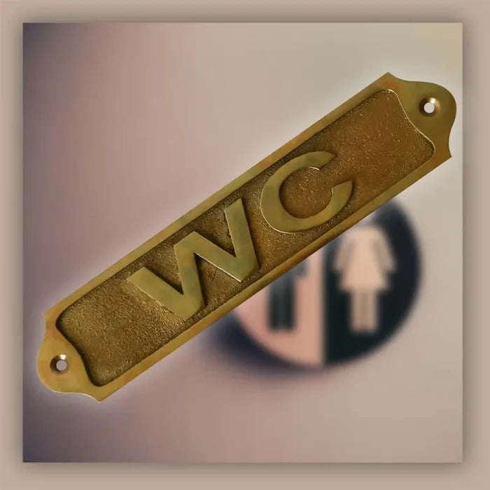 WC brass door sign : Antique finish