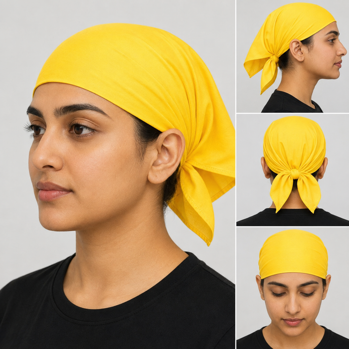 Yellow Sikh Rumal Bandana Punjabi Head Wrap Cotton Gurudwara Headcover Singh Kaur Khalsa Unisex